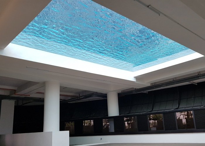 glass swimming pool