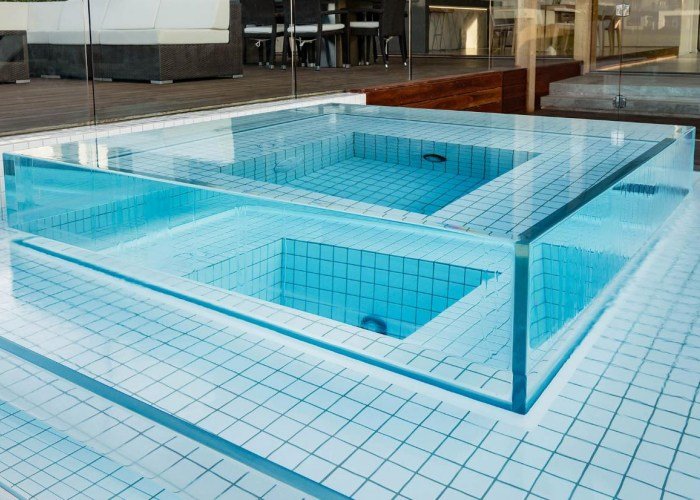 glass-walled pool