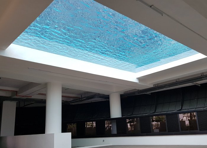 Acrylic bottom pools
